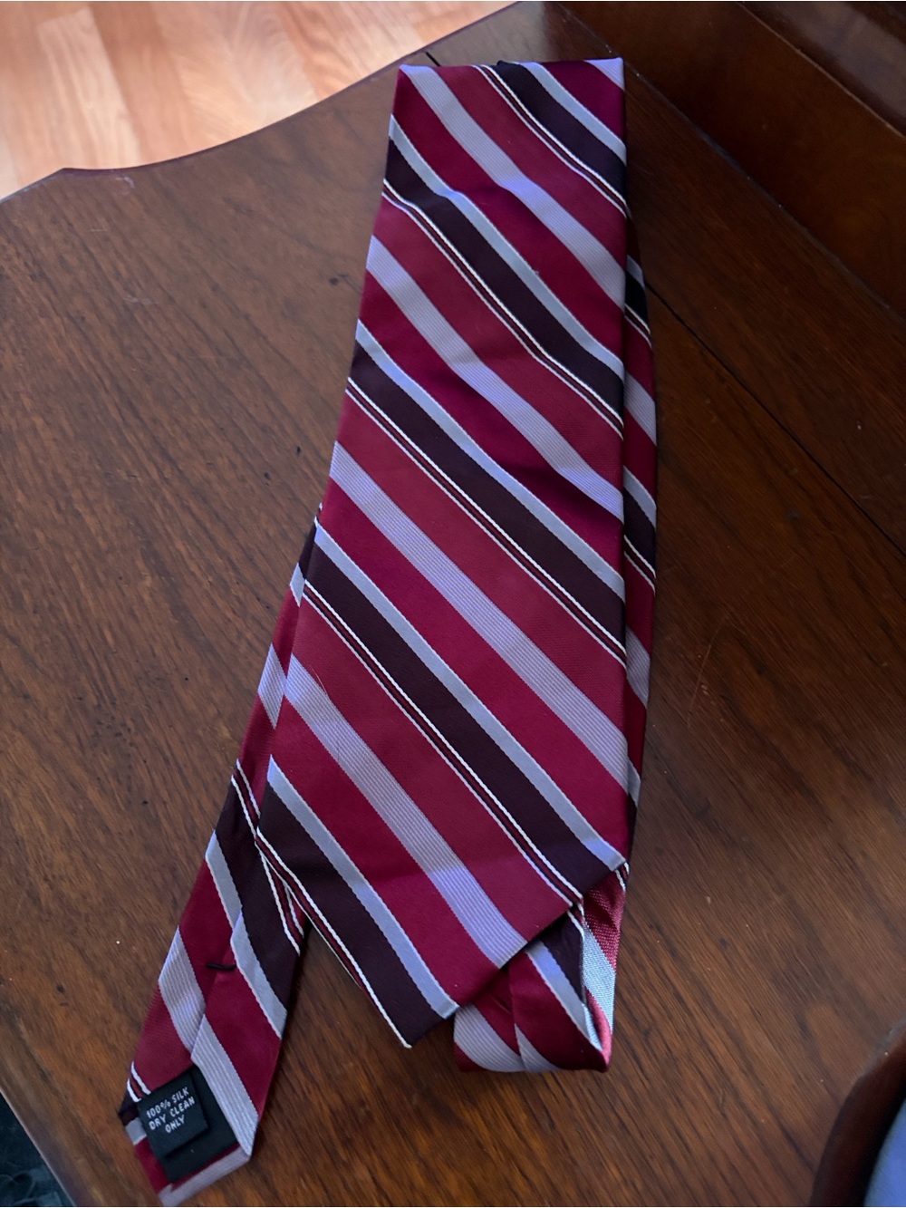 Men's Burgundy Striped Silk Tie LNNT